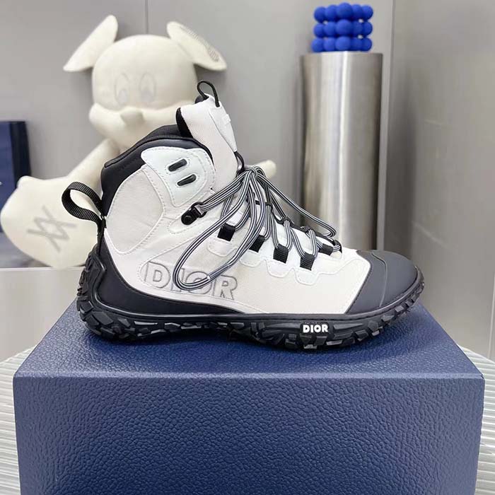 Dior Unisex Shoes CD Diorizon Hiking Boot Gray Technical Mesh Black Rubber