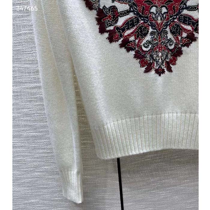 Dior Men CD Sweater Ecru Technical Cashmere Wool Knit Dior Bandana Motif