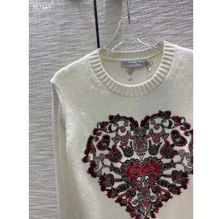 Dior Men CD Sweater Ecru Technical Cashmere Wool Knit Dior Bandana Motif