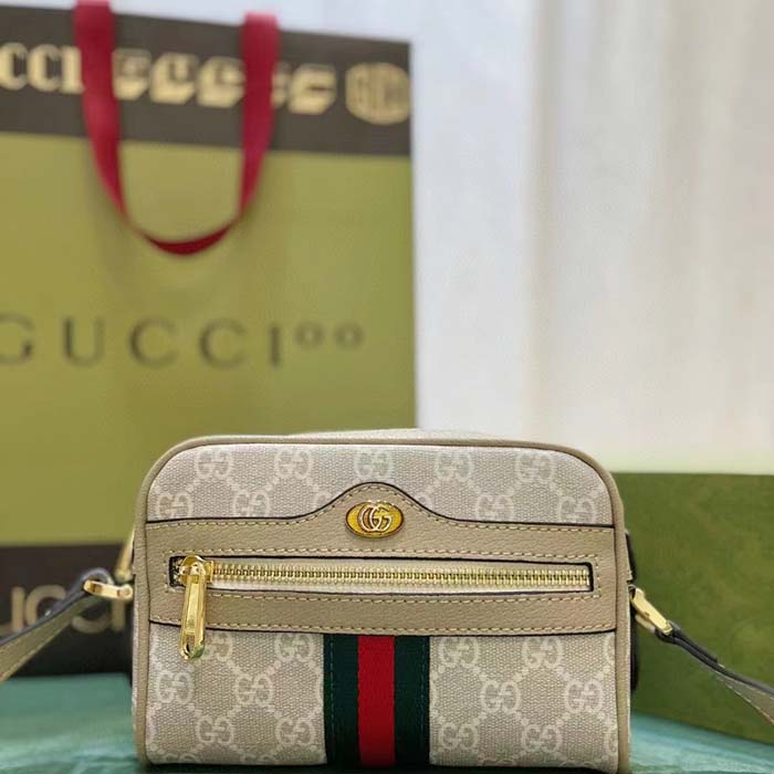 G*u*i gg women ophidia gg mini bag beige ebony gg supreme canvas