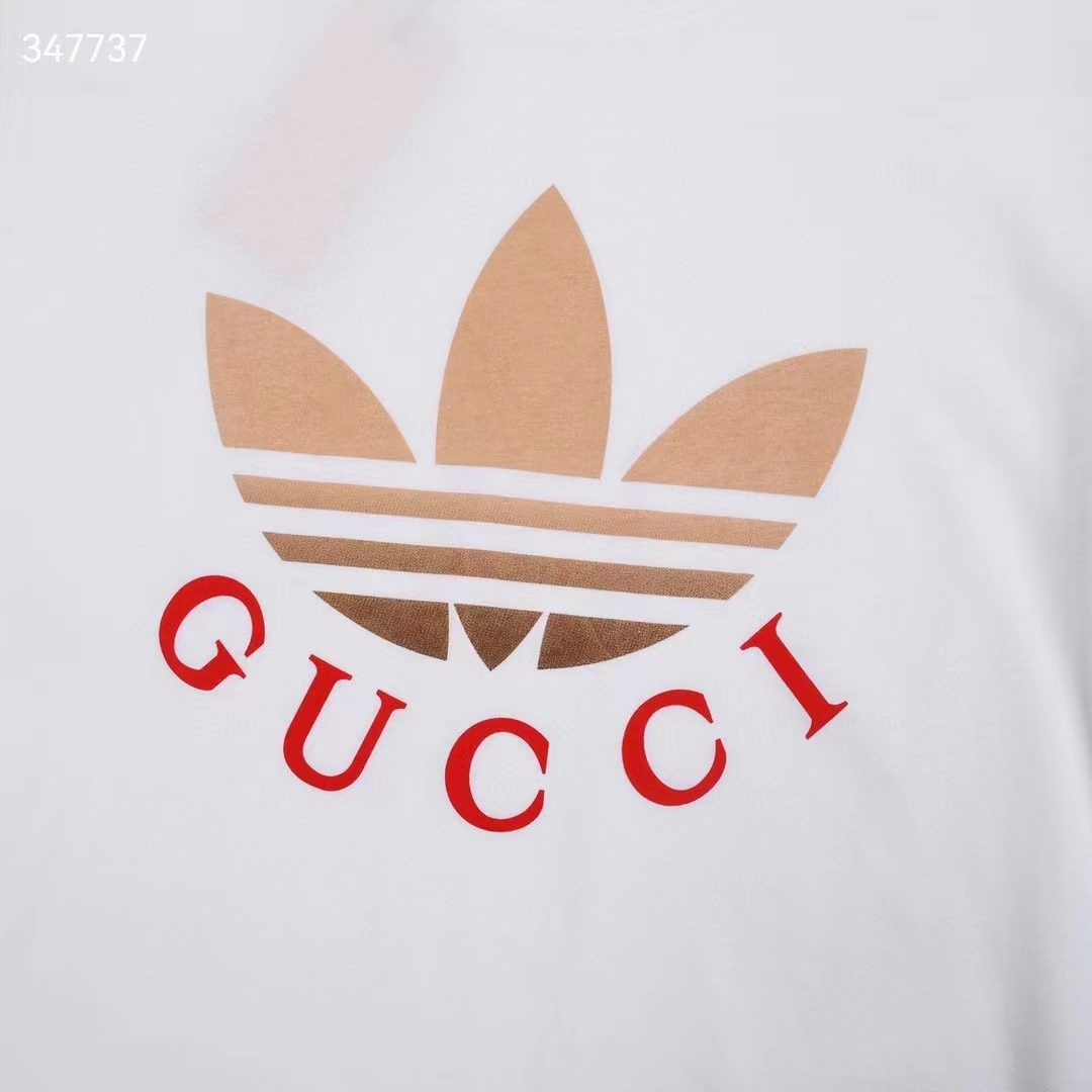 G*u*i men gg adidas x G*u*i cotton jersey ivory trefoil print crewneck short sleeves