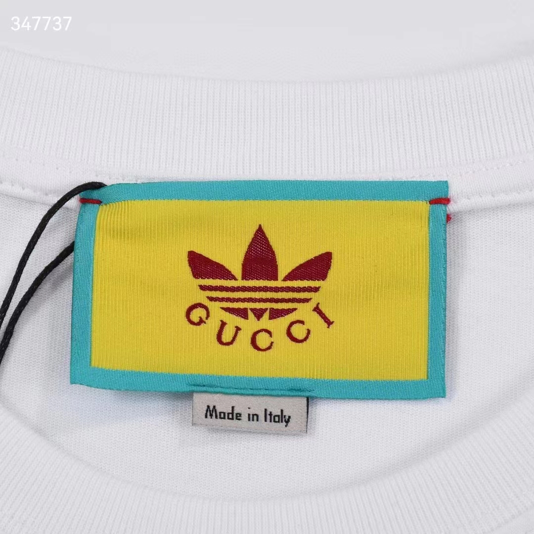 G*u*i men gg adidas x G*u*i cotton jersey ivory trefoil print crewneck short sleeves