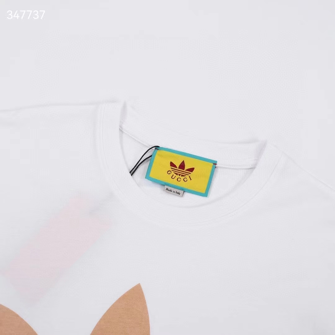 G*u*i men gg adidas x G*u*i cotton jersey ivory trefoil print crewneck short sleeves