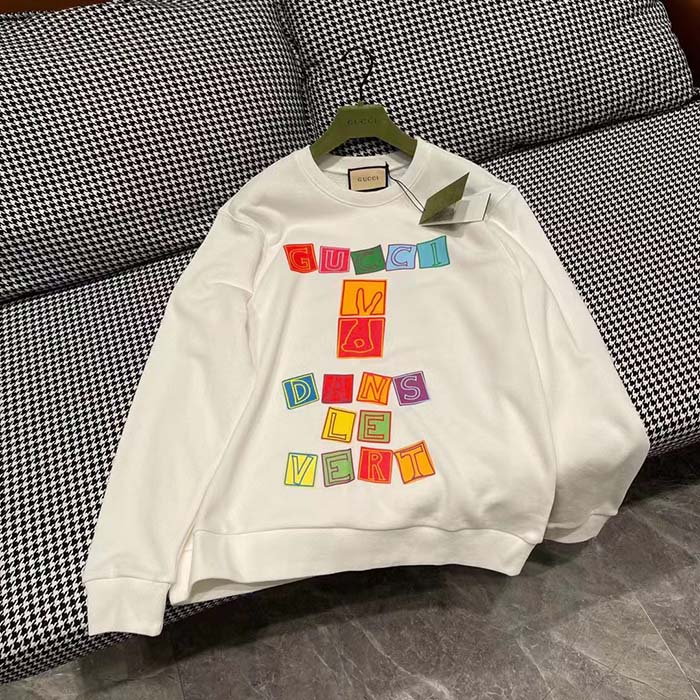 G*u*i men gg cotton jersey sweatshirt crewneck rib cotton long sleeves