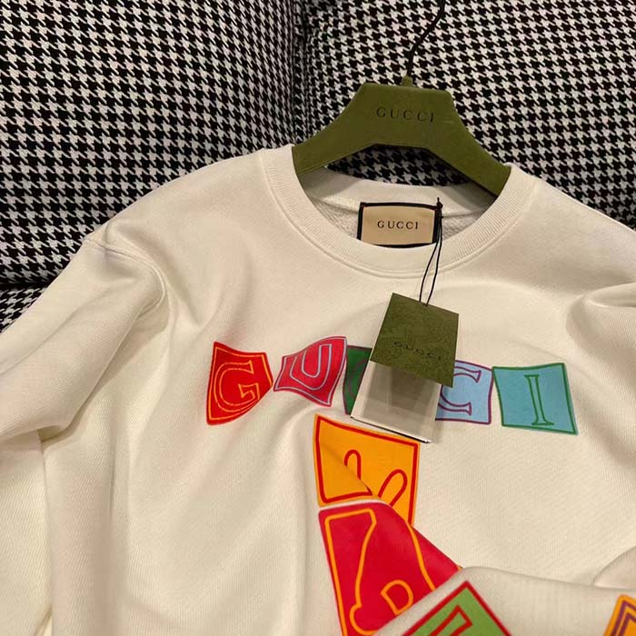 G*u*i men gg cotton jersey sweatshirt crewneck rib cotton long sleeves