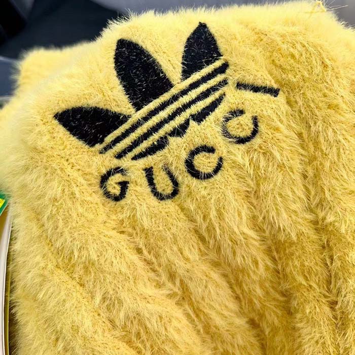 G*u*i women gg adidas x G*u*i cable knit top yellow polyamide trefoil crewneck short sleeves