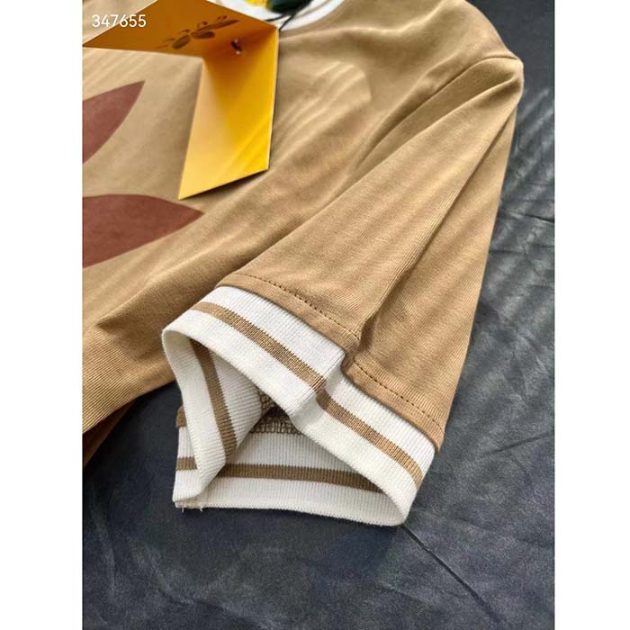 G*u*i women gg adidas x G*u*i cotton t-shirt camel jersey trefoil print crewneck