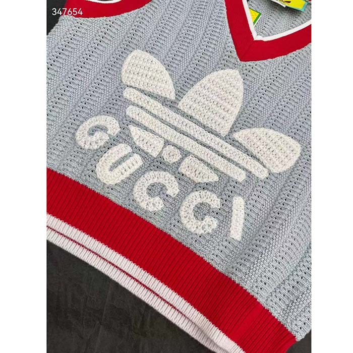 G*u*i men gg adidas x G*u*i rib stitch sleeveless top cotton trefoil embroidery knit v-neck