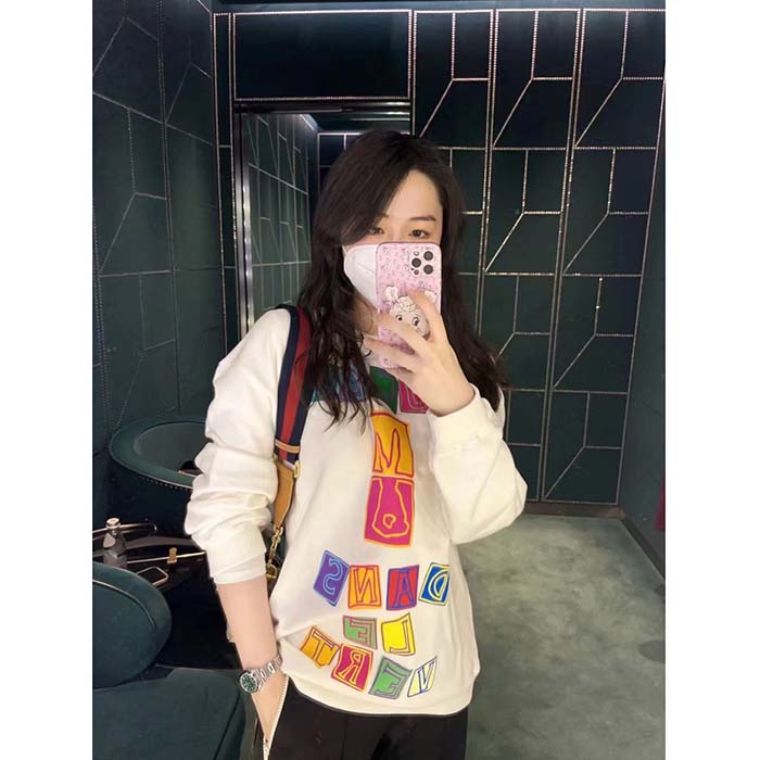 G*u*i women gg cotton jersey sweatshirt crewneck rib cotton long sleeves