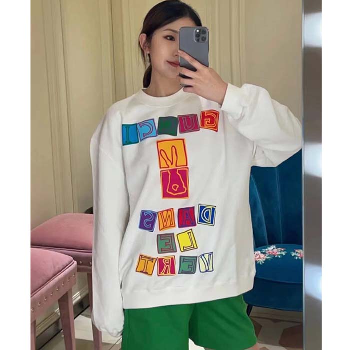 G*u*i women gg cotton jersey sweatshirt crewneck rib cotton long sleeves