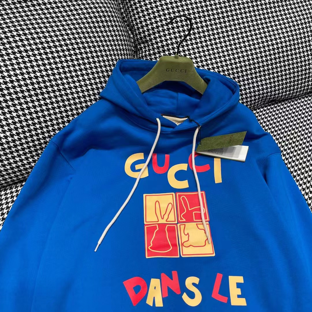 G*u*i men gg cotton jersey sweatshirt turquoise felted cotton jersey long sleeves