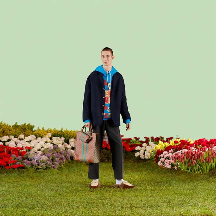 G*u*i men gg cotton jersey sweatshirt turquoise felted cotton jersey long sleeves