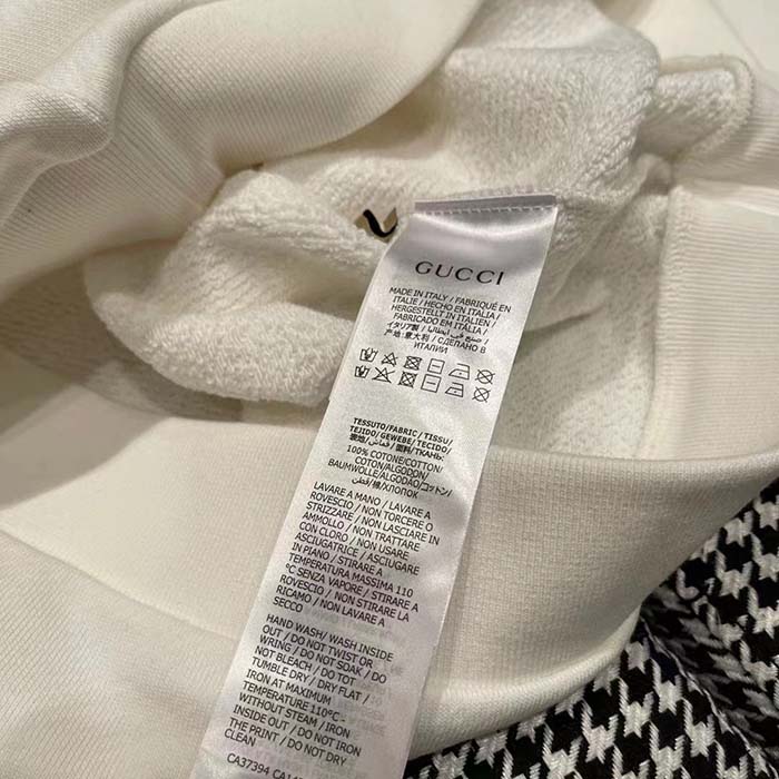 G*u*i men gg logo bunny print hooded cotton sweatshirt off white cotton jersey