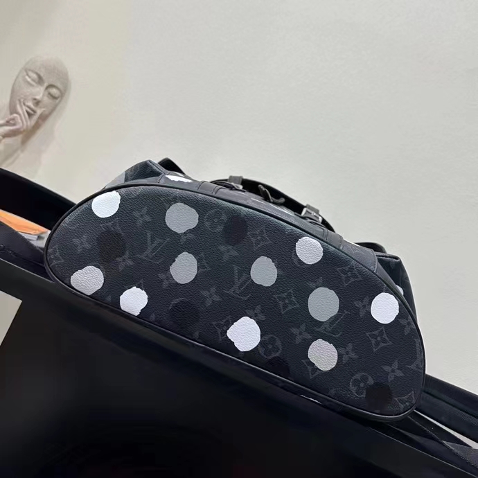 Louis Vuitton LV Unisex Christopher MM Backpack Black Silver Monogram Eclipse Coated Canvas