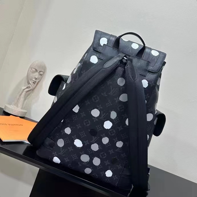 Louis Vuitton LV Unisex Christopher MM Backpack Black Silver Monogram Eclipse Coated Canvas