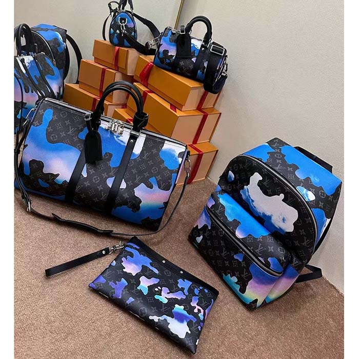 Louis Vuitton LV Unisex Discovery Backpack Sunrise Monogram Eclipse Coated Canvas Cowhide Leather