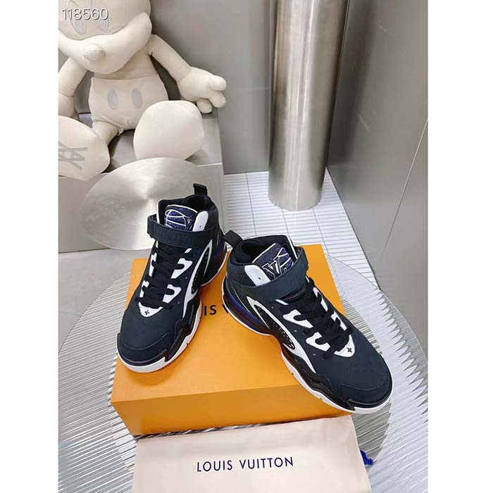 Louis Vuitton LV Unisex Trainer 2.0 Sneaker Boot Black Suede Calf Leather