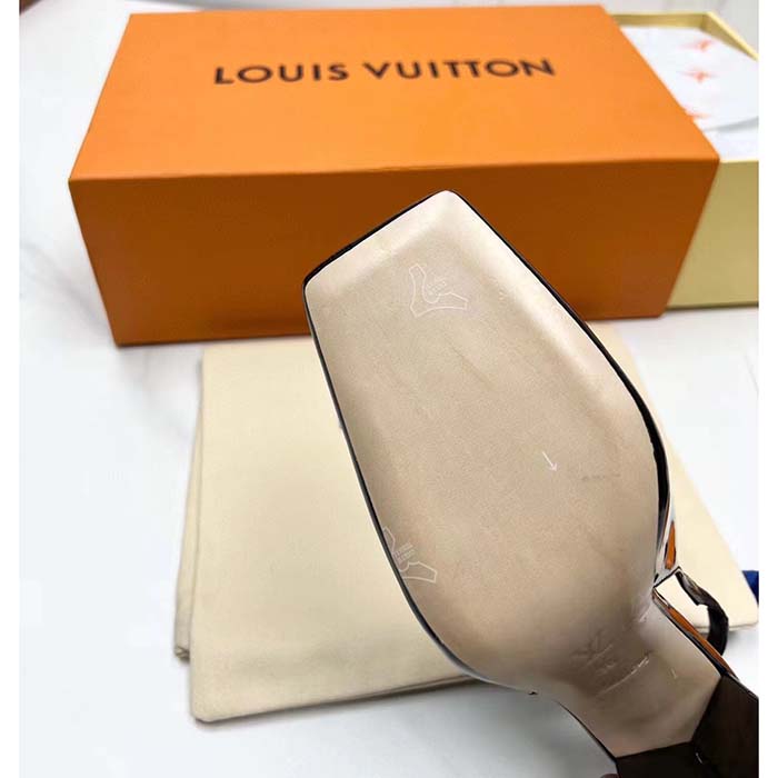 Louis Vuitton LV Women Shake Slingback Pump Black Patent Calf Leather Lambskin 9.5 Cm Heel