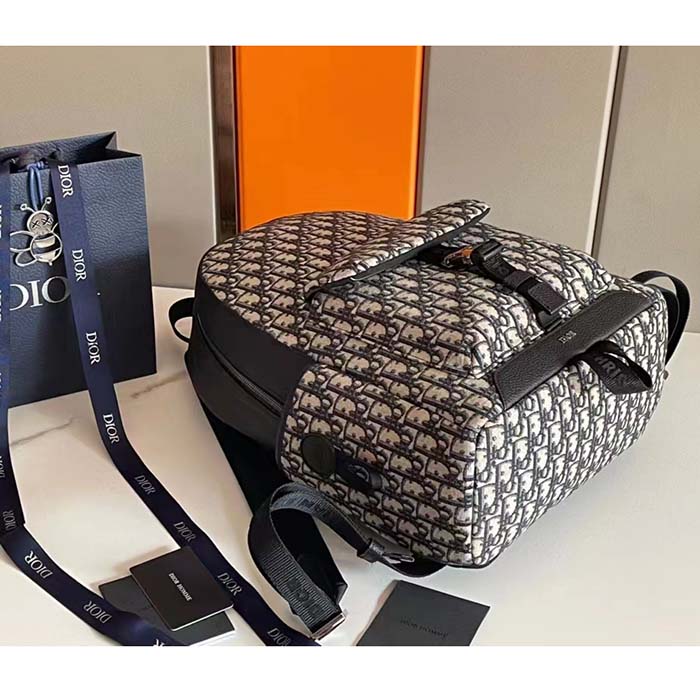 Dior Unisex CD Dior Explorer Backpack Beige Black Dior Oblique Jacquard