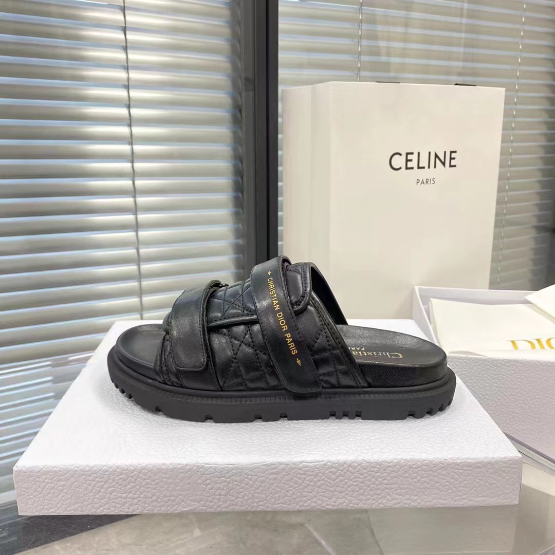 Dior Unisex CD Dio(r)Evolution Slide Black Quilted Cannage Calfskin