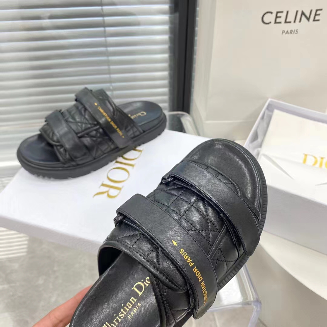 Dior Unisex CD Dio(r)Evolution Slide Black Quilted Cannage Calfskin