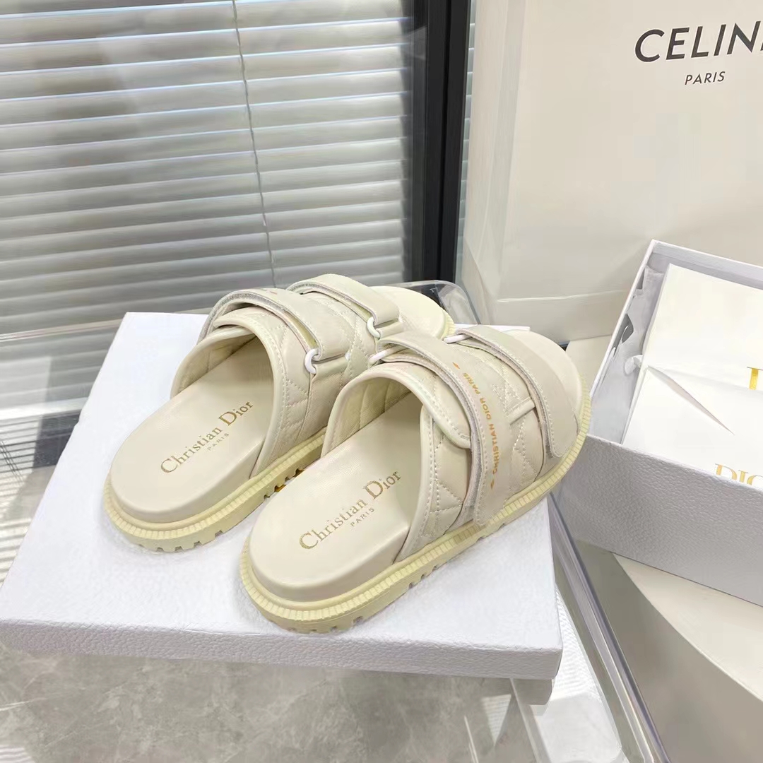 Dior Unisex CD Dio(r)Evolution Slide White Quilted Cannage Calfskin