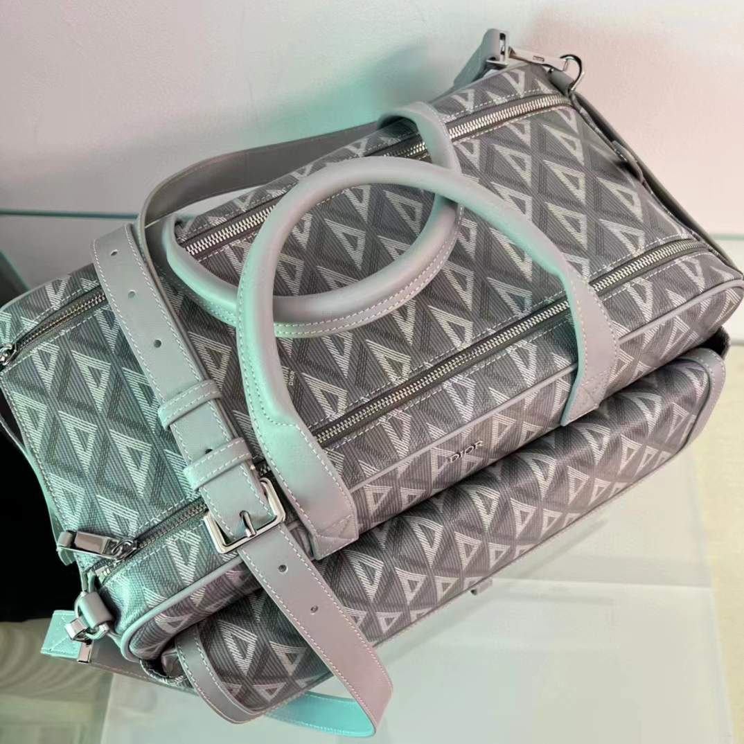 dior unisex cd hit the road pet carrier bag gray Di*m*nd canvas smooth calfskin