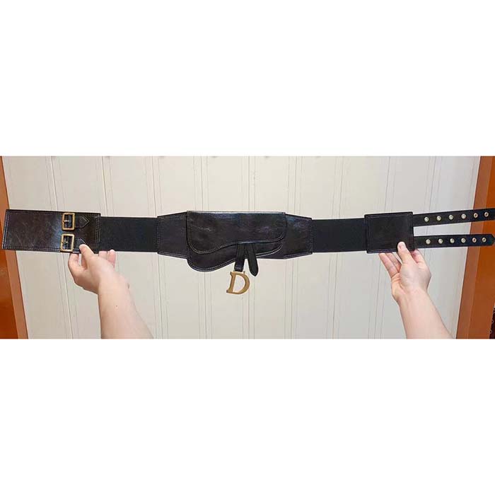 Dior Unisex CD Saddle Belt Black Smooth Calfskin 13.5 CM
