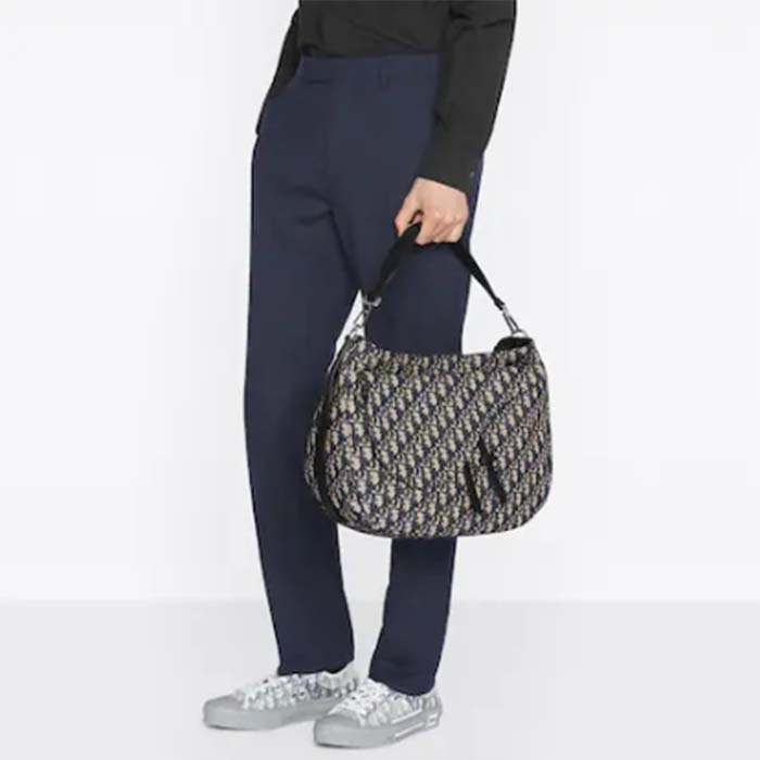 Dior Unisex CD Saddle Soft Bag Beige Black Dior Oblique Jacquard