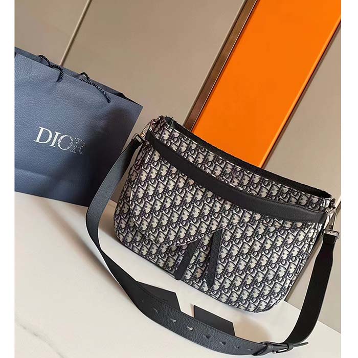 Dior Unisex CD Saddle Soft Bag Beige Black Dior Oblique Jacquard