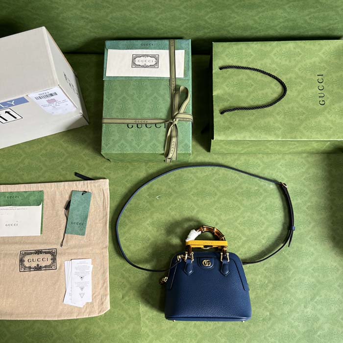 G*u*i gg women G*u*i diana mini tote bag blue leather double g