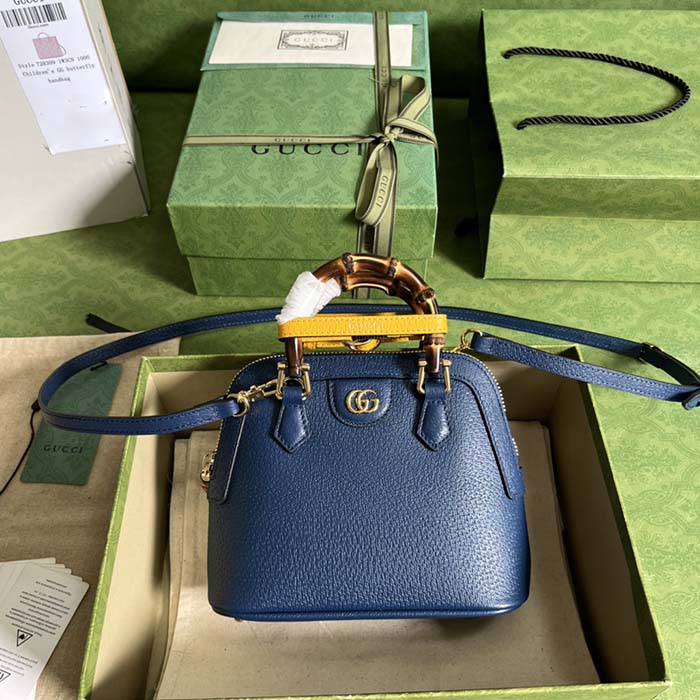 G*u*i gg women G*u*i diana mini tote bag blue leather double g