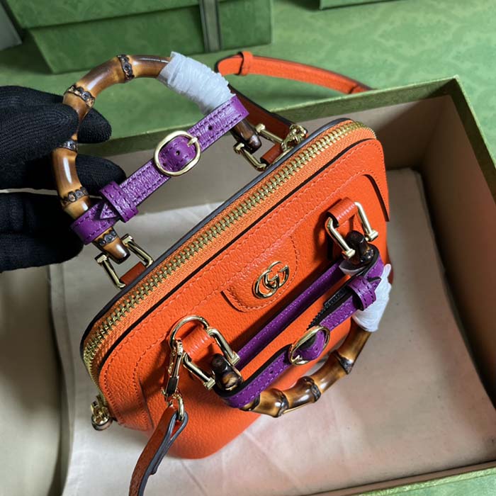 G*u*i gg women G*u*i diana mini tote bag orange leather double g