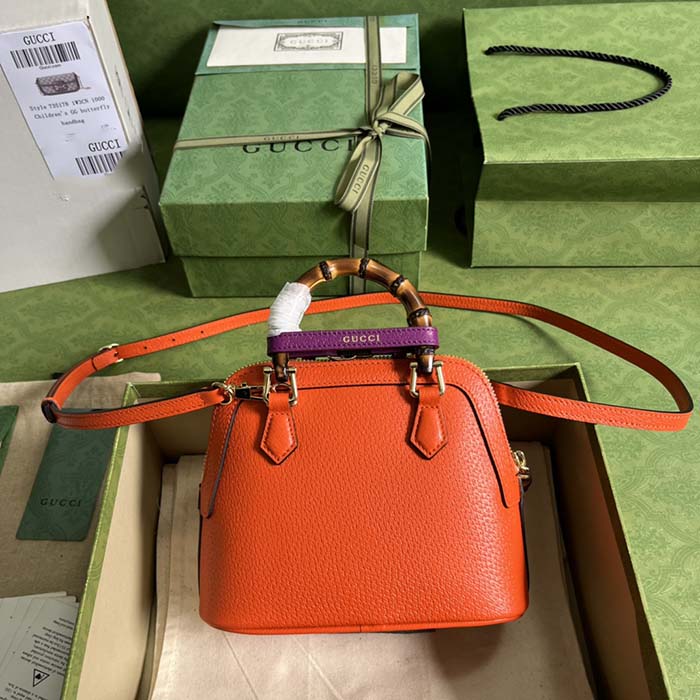 G*u*i gg women G*u*i diana mini tote bag orange leather double g