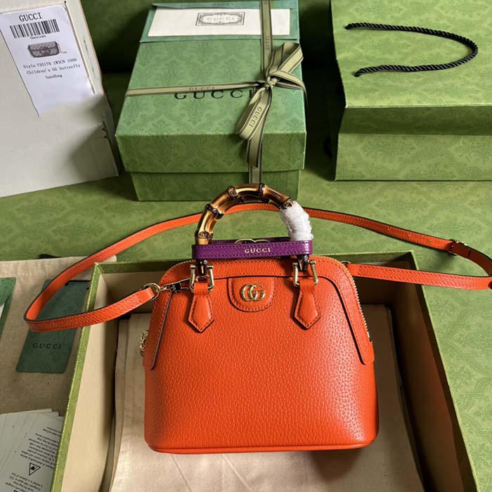 G*u*i gg women G*u*i diana mini tote bag orange leather double g
