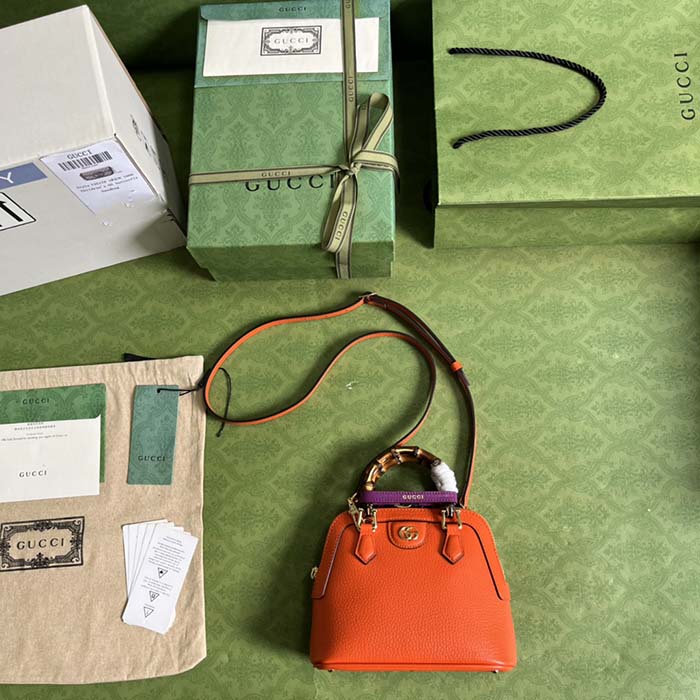 G*u*i gg women G*u*i diana mini tote bag orange leather double g