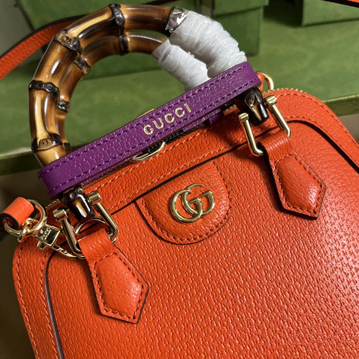 G*u*i gg women G*u*i diana mini tote bag orange leather double g