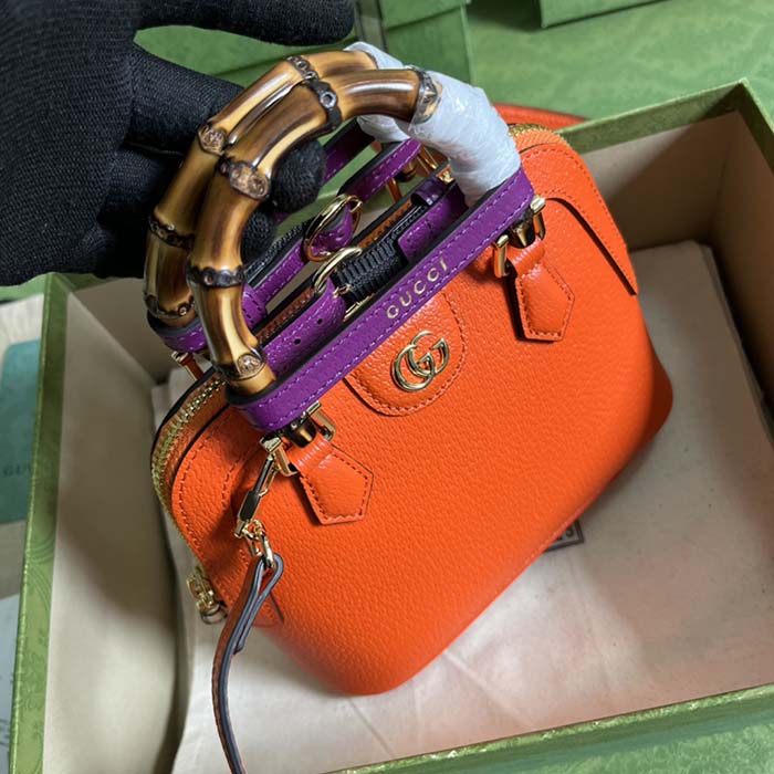 G*u*i gg women G*u*i diana mini tote bag orange leather double g
