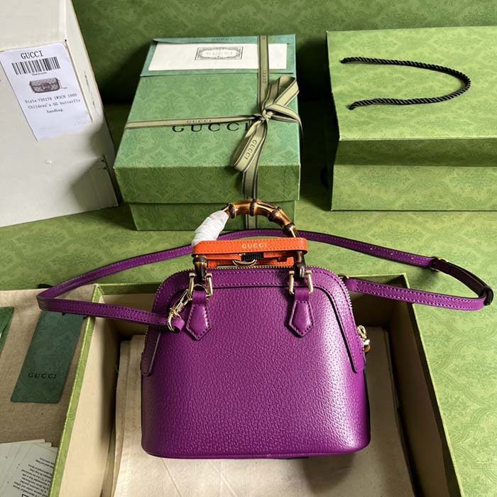 G*u*i gg women G*u*i diana mini tote bag purple leather double g