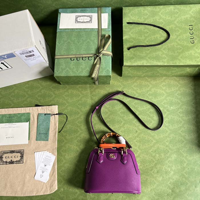 G*u*i gg women G*u*i diana mini tote bag purple leather double g