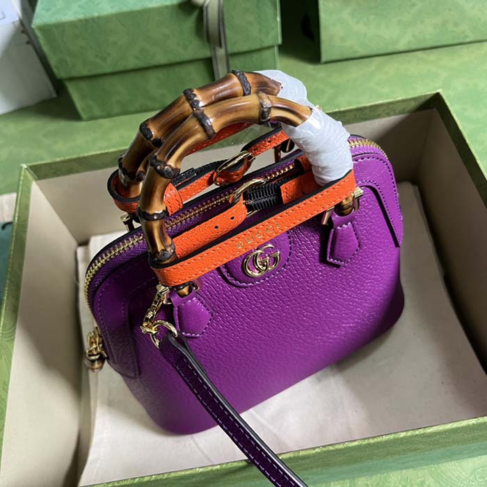 G*u*i gg women G*u*i diana mini tote bag purple leather double g