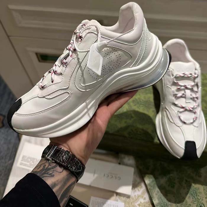 G*u*i unisex gg run sneaker white leather blue mid heel red interlocking g 6 cm heel