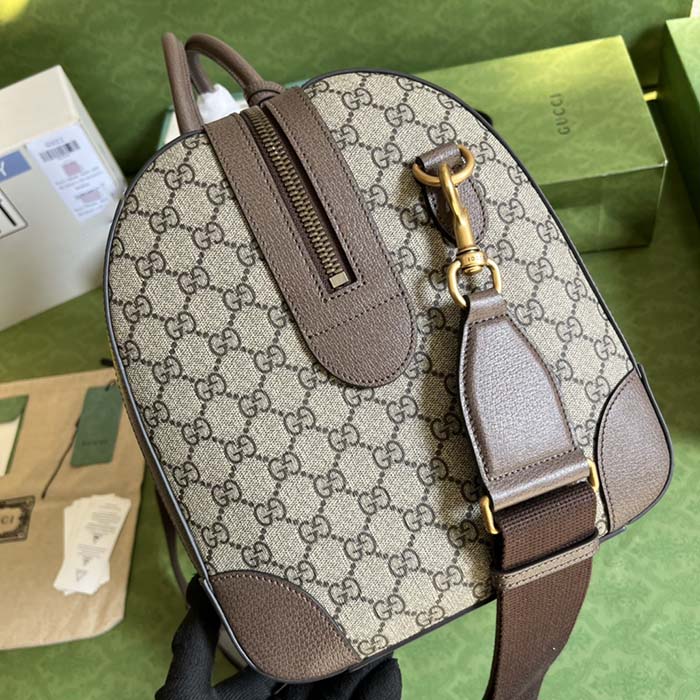 G*u*i unisex savoy large duffle bag beige ebony gg supreme canvas double g