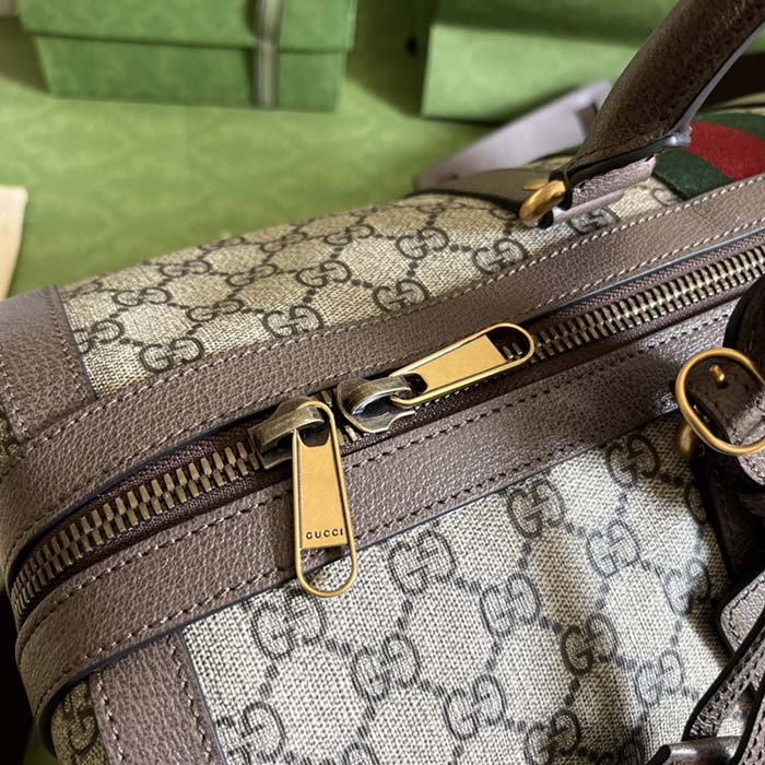 G*u*i unisex savoy large duffle bag beige ebony gg supreme canvas double g