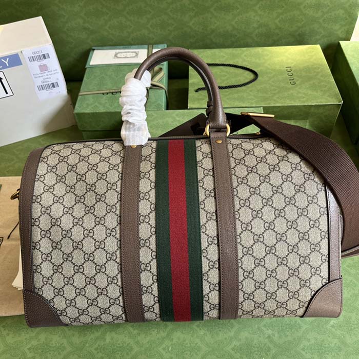 G*u*i unisex savoy large duffle bag beige ebony gg supreme canvas double g
