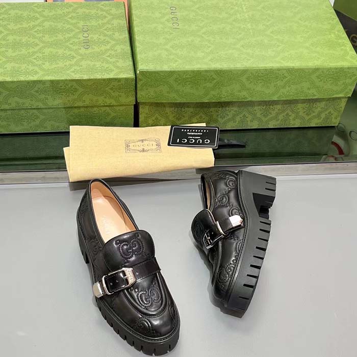 G*u*i women gg matelassé loafer black leather low 2.5 cm heel