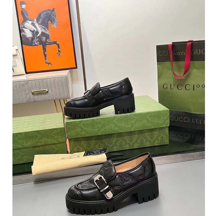 G*u*i women gg matelassé loafer black leather low 2.5 cm heel