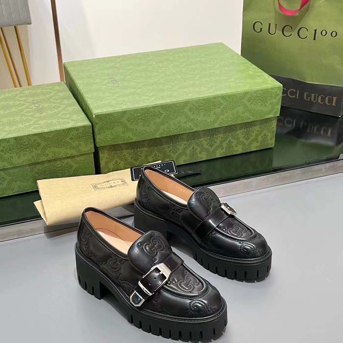 G*u*i women gg matelassé loafer black leather low 2.5 cm heel