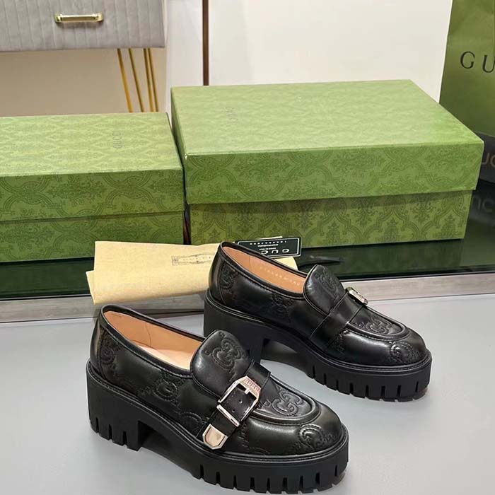 G*u*i women gg matelassé loafer black leather low 2.5 cm heel