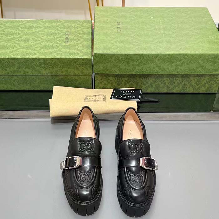 G*u*i women gg matelassé loafer black leather low 2.5 cm heel